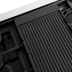 ZLINE - 48 in. Autograph Edition Paramount Gas Rangetop with 8 Burners and Porcelain Cooktop in Stainless Steel with Matte Black Accents