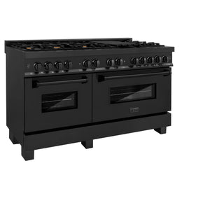 ZLINE - 60 in. 7.4 cu. ft. Legacy Dual Fuel Range with 9 Burner Gas Cooktop and 2 Electric Convection Ovens in Black Stainless Steel