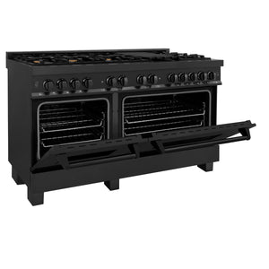 ZLINE - 60 in. 7.4 cu. ft. Legacy Dual Fuel Range with 9 Burner Gas Cooktop and 2 Electric Convection Ovens in Black Stainless Steel