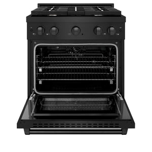 ZLINE - 30 in. 4.2 cu. ft. Paramount Dual Fuel Range with 4 Burner Gas Cooktop and Electric Convection Oven in Black Stainless Steel