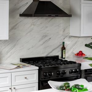 ZLINE - 30 in. 4.0 cu. ft. Legacy Dual Fuel Range with 4 Burner Gas Cooktop and Electric Convection Oven in Black Stainless Steel (RAB-30)