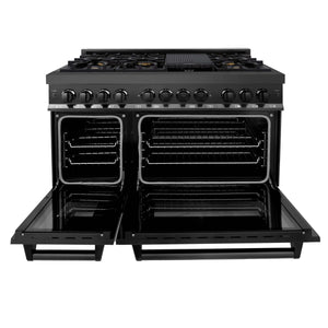ZLINE - 48" Kitchen Package with Black Stainless Steel Dual Fuel Range and Convertible Vent Range Hood (2KP-RABRH48)