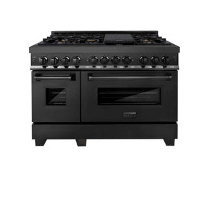 ZLINE - 48" Kitchen Package with Black Stainless Steel Dual Fuel Range and Convertible Vent Range Hood (2KP-RABRH48)
