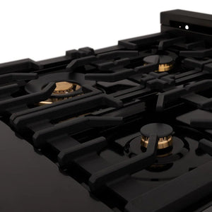 ZLINE - 30 in. Legacy Gas Rangetop with 4 Brass Burners and Porcelain Cooktop in Black Stainless Steel (RTB-BR-30)