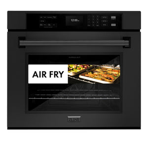 ZLINE - 30 in. Professional True Convection Single Wall Oven with Air Fry and Self Clean in Black Stainless Steel