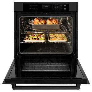 ZLINE - 30 in. Professional True Convection Single Wall Oven with Air Fry and Self Clean in Black Stainless Steel