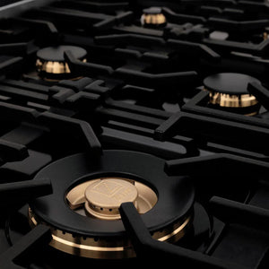 ZLINE - 30 in. Legacy Gas Rangetop with 4 Brass Burners and Porcelain Cooktop in Satin Stainless Steel