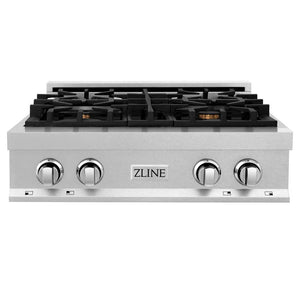 ZLINE - 30 in. Legacy Gas Rangetop with 4 Brass Burners and Porcelain Cooktop in Satin Stainless Steel