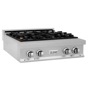ZLINE - 30 in. Legacy Gas Rangetop with 4 Brass Burners and Porcelain Cooktop in Satin Stainless Steel