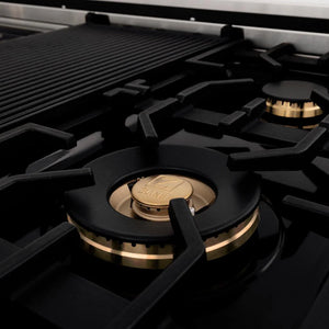 ZLINE - Autograph Edition 48 in. Legacy Gas Rangetop with 7 Burners and Porcelain Cooktop in Stainless Steel with Matte Black Accents (RTZ-48-MB)
