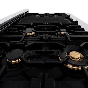 ZLINE - Autograph Edition 48 in. Legacy Gas Rangetop with 7 Burners and Porcelain Cooktop in Stainless Steel with Matte Black Accents (RTZ-48-MB)