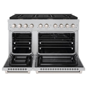 ZLINE - 48 in. 6.7 cu. ft. Paramount Double Oven Dual Fuel Range in Satin Stainless Steel with 8 Brass Burners (SDRS-BR-48)