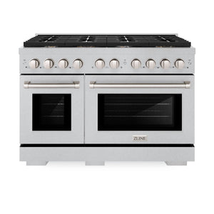 ZLINE - 48 in. 6.7 cu. ft. Paramount Double Oven Dual Fuel Range in Satin Stainless Steel with 8 Brass Burners (SDRS-BR-48)