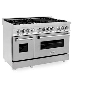 ZLINE - 48 in. Kitchen Package with Satin Stainless Steel Dual Fuel Range and Convertible Vent Range Hood