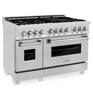ZLINE - 48 in. Kitchen Package with Satin Stainless Steel Dual Fuel Range and Convertible Vent Range Hood