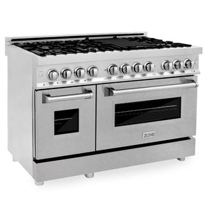 ZLINE - 48 in. Kitchen Package with Satin Stainless Steel Dual Fuel Range and Convertible Vent Range Hood