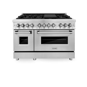ZLINE - 48" Kitchen Package with Stainless Steel Dual Fuel Range and Convertible Vent Range Hood (2KP-RARH48)