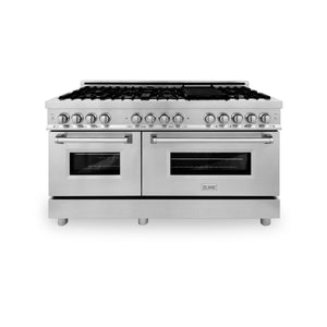 ZLINE - 60" Kitchen Package with Stainless Steel Dual Fuel Range and Convertible Vent Range Hood (2KP-RARH60)