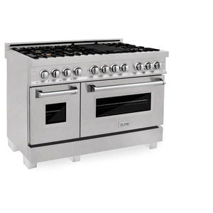 ZLINE - 48 in. 6.0 cu. ft. Legacy Dual Fuel Range with Gas Cooktop and 2 Electric Ovens in Satin Stainless Steel with 6 Brass Burners