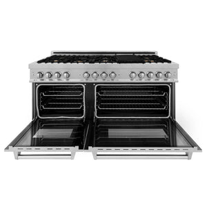 ZLINE - 60 in. 7.4 cu. ft. Legacy Dual Fuel Range with Gas Cooktop and 2 Electric Convection Ovens in Satin Stainless Steel with 8 Brass Burners