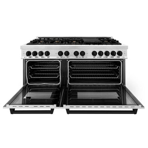 ZLINE - Autograph Edition 60 in. 7.4 cu. ft. Legacy Dual Fuel Range with 9 Burner Gas Cooktop and 2 Electric Convection Ovens in Stainless Steel and Matte Black Accents
