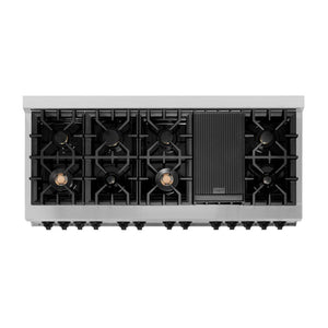 ZLINE - Autograph Edition 60 in. 7.4 cu. ft. Legacy Dual Fuel Range with 9 Burner Gas Cooktop and 2 Electric Convection Ovens in Stainless Steel and Matte Black Accents