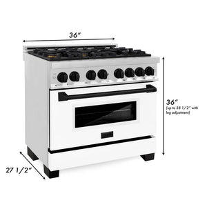 ZLINE - Autograph Edition 36 in. 4.6 cu. ft. Legacy Dual Fuel Range with 6 Burner Gas Cooktop and Electric Convection Oven in Stainless Steel with White Matte Door and Matte Black Accents