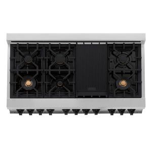 ZLINE - Autograph Edition 48 in. 6.0 cu. ft. Legacy Dual Fuel Range with 7 Burner Gas Cooktop and 2 Electric Ovens in Stainless Steel with White Matte Doors and Matte Black Accents