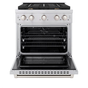ZLINE - 30 in. 4.2 cu. ft. Paramount Dual Fuel Range with Gas Cooktop and Electric Convection Oven in Stainless Steel with 4 Brass Burners