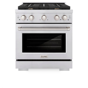 ZLINE - 30 in. 4.2 cu. ft. Paramount Dual Fuel Range with Gas Cooktop and Electric Convection Oven in Stainless Steel with 4 Brass Burners
