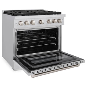 ZLINE - 36 in. 5.2 cu. ft. Paramount Dual Fuel Range with Gas Cooktop and Electric Convection Oven in Stainless Steel with 6 Brass Burners