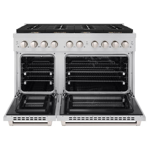 ZLINE - 48 in. 6.7 cu. ft. Paramount Double Oven Dual Fuel Range in Stainless Steel with 8 Brass Burners (SDR-BR-48)