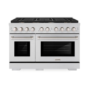 ZLINE - 48 in. 6.7 cu. ft. Paramount Double Oven Dual Fuel Range in Stainless Steel with 8 Brass Burners (SDR-BR-48)