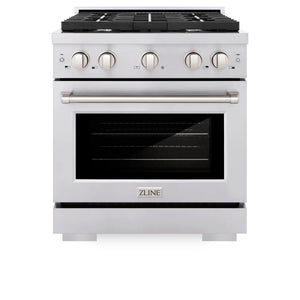 ZLINE - 36 in. 5.2 cu. ft. Paramount Dual Fuel Range with 6 Burner Gas Cooktop and Electric Convection Oven in Stainless Steel with White Matte Door