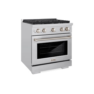 ZLINE - 36 in. 5.2 cu. ft. Paramount Dual Fuel Range with 6 Burner Gas Cooktop and Electric Convection Oven in Stainless Steel with White Matte Door