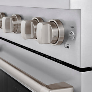 ZLINE - 36 in. 5.2 cu. ft. Paramount Dual Fuel Range with 6 Burner Gas Cooktop and Electric Convection Oven in Stainless Steel with White Matte Door