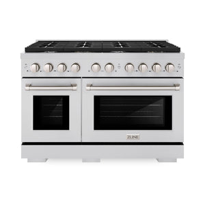 ZLINE - 48 in. 6.7 cu. ft. Paramount Double Oven Dual Fuel Range with 8 Burner Gas Cooktop in Stainless Steel (SDR48)