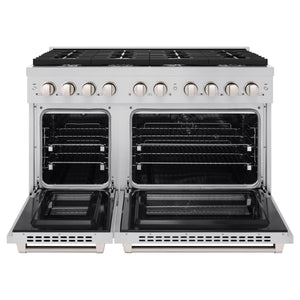 ZLINE - 48 in. 6.7 cu. ft. Paramount Double Oven Dual Fuel Range with 8 Burner Gas Cooktop in Stainless Steel (SDR48)