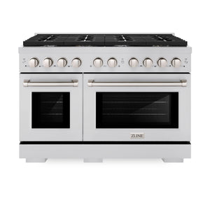 ZLINE - 48 in. 6.7 cu. ft. Paramount Double Oven Dual Fuel Range with 8 Burner Gas Cooktop in Stainless Steel (SDR48)