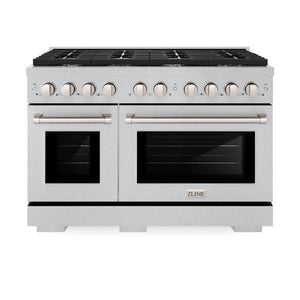 ZLINE - 48 in. 6.7 cu. ft. Paramount Double Oven Dual Fuel Range with 8 Burner Gas Cooktop in Satin Stainless Steel (SDRS-48)
