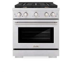 ZLINE - 30 in. 4.2 cu. ft. Paramount Gas Range with Convection Gas Oven in Stainless Steel with 4 Brass Burners (SGR-BR-30)