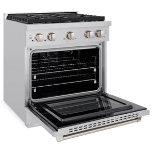 ZLINE - 30 in. 4.2 cu. ft. Paramount Gas Range with Convection Gas Oven in Stainless Steel with 4 Brass Burners (SGR-BR-30)