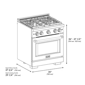 ZLINE - 30 in. 4.2 cu. ft. Paramount Gas Range with 4 Burner Cooktop and Convection Gas Oven in Satin Stainless Steel