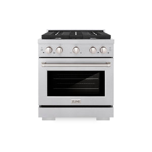ZLINE - 30 in. 4.2 cu. ft. Paramount Gas Range with 4 Burner Cooktop and Convection Gas Oven in Satin Stainless Steel