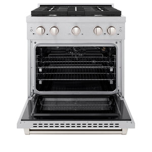 ZLINE - 30 in. 4.2 cu. ft. Paramount Gas Range with 4 Burner Cooktop and Convection Gas Oven in Satin Stainless Steel