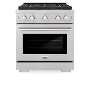 ZLINE - 30 in. 4.2 cu. ft. Paramount Gas Range with 4 Burner Cooktop and Convection Gas Oven in Satin Stainless Steel