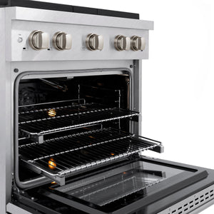 ZLINE - 30 in. 4.2 cu. ft. Paramount Gas Range with 4 Burner Cooktop and Convection Gas Oven in Satin Stainless Steel