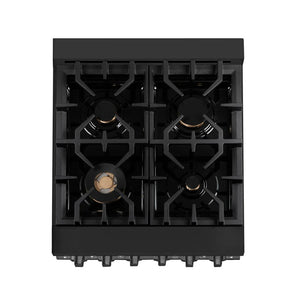 ZLINE - 24 in. 2.8 cu. ft. Legacy Dual Fuel Range with Gas Cooktop and Electric Convection Oven in Black Stainless Steel with 4 Brass Burners