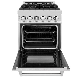 ZLINE - 24 in. 2.8 cu. ft. Legacy Dual Fuel Range with 4 Burner Gas Cooktop and Electric Convection Oven in Satin Stainless Steel