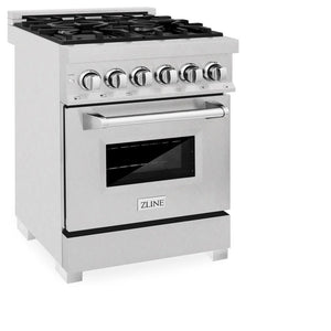 ZLINE - 24 in. 2.8 cu. ft. Legacy Dual Fuel Range with 4 Burner Gas Cooktop and Electric Convection Oven in Satin Stainless Steel